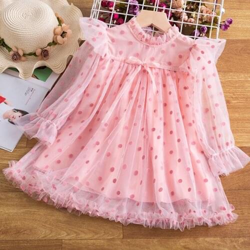 Kids Dresses For Girls Long Sleeve Clothing Lace Embroidery Designs Children Princess Costume Tutu Baby Girl Party Dress Vestido