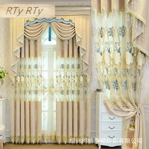 European curtain embroidery luxury high-grade thickening living room bedroom shade French Window luxury simple modern Villa