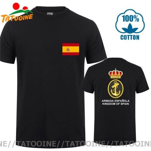 Navy Kingdom of Spain Espana ESP Spanish Spaniard country new summer Tops T shirt mens Military Tactical Army spain Flag tshirt