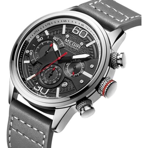 Gorben Gray/Brown Leather Belt Fashion Quartz Watch Men Watches Luxury Male Clock Business Sport Mens Wrist Watch