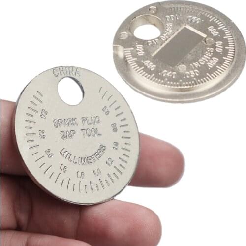 1pc Spark Plug Gap Gauge Tool Measurement Coin-Type 0.6-2.4mm Range Spark Plug Gage Gap Tool Feeler