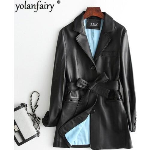 Real Leather Jacket Korean Sheepskin Coat for Women Spring Autumn Leather Jacket Women Suit Collar Cuero Genuino L001917