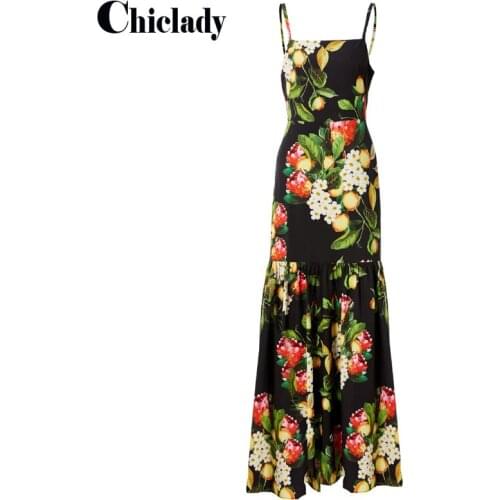 CHICLADY Summer maxi dress spaghetti strap tropical flower printed sundres party birthday school Graduationdresses robe chic