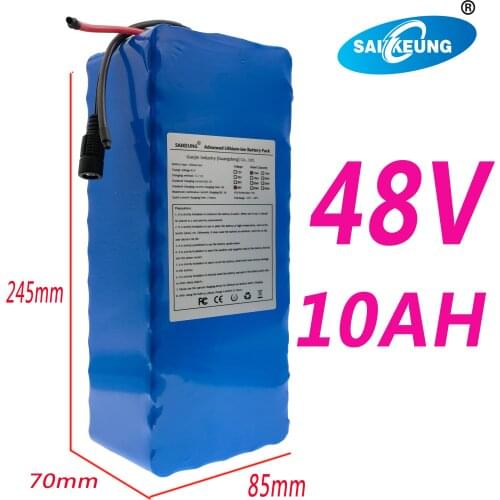48V10Ah Lithium Ion Battery Pack 13S4P Electric Bicycle Electric Scooter 18650 Battery with BMS+ 2A Charger