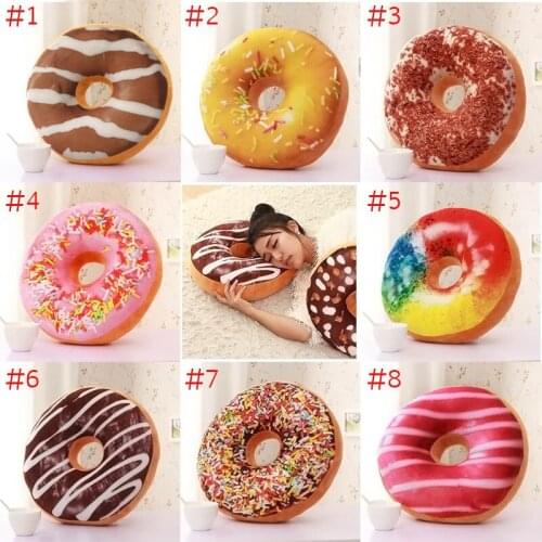 Cute Donuts Pillow Chocolate Donuts Plush Macaron Food Cushion Nice Bottom Cushion Nap Pillow Doughnut Coussin OW