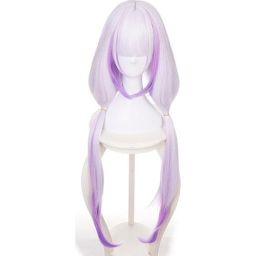 Miss Kobayashis Dragon Maid long wig "Kanna Kamui" Double horsetail Pink purple gradient Cosplay Wig + Wig Cap