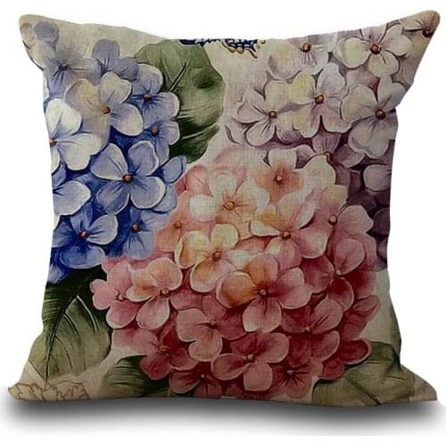 Plant Cushion Covers Pink Flower Pillow Cases Cotton for Bedroom Sofa and Chair Decorative Pillow Covers 45*45cm