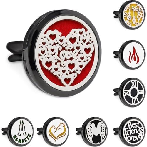 New Arrival Heart Fire Best Friends Black 30mm Magnet Open Essential Oil Car Vent Clip Perfume Diffuser Locket Free 10 Pads