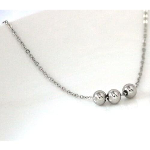 1pc Three Beads Stainless Steel Necklace Minimalist Charms Pendant Girls Women Chokers Statement Necklace Jewelry