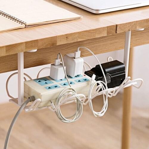 Under Table Storage Rack Home Living Room Storage Holders Able Tray Cable Management Tray Wire Cord Organizer Self-adhesive Hook