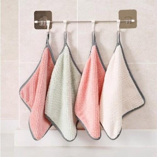 Hanging Coral Fleece Hand Towel Rag Kitchen Cleaning Towel Lint-free Absorbent Dish Cloth Wholesale Dropshipping