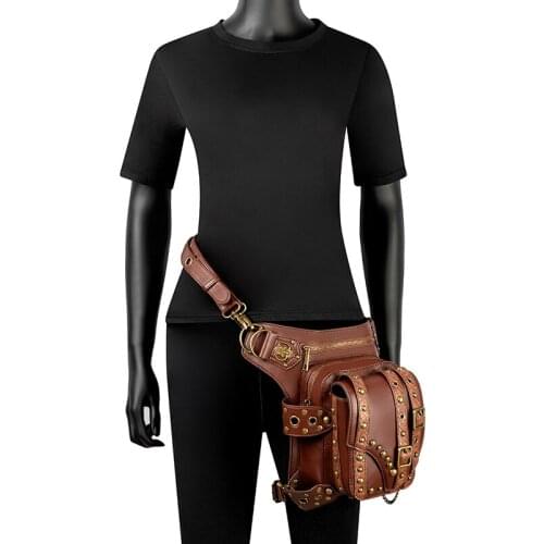 Punk Locomotive Couple Waist Bag for Women Design Hip Hop Chest Bag Lady Rock Leather Crossbody Bag Men Chain Fanny Pack Purses