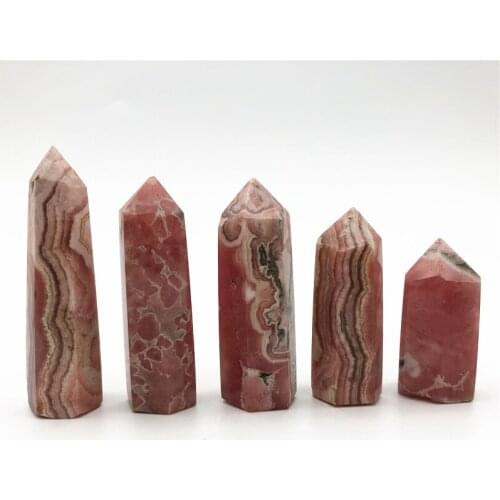 Drop Shipping 1PC Natural Argentina Rhodochrosite Quartz Hexagonal Point Healing Stone Obelisk Wand Natural Stones and Crystals