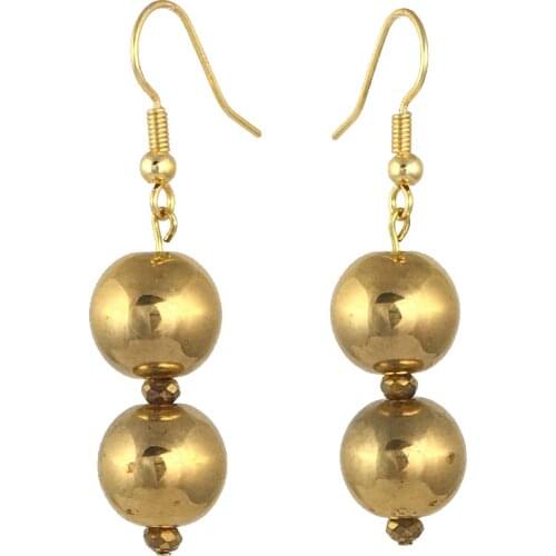 Earring Dangle And Drop 24k Gold Painted Glass Beaded Handmade Woman Fashion Jewelry Made In Turkey