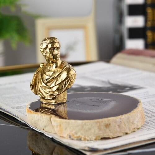 EUROPEAN CHARACTERS GOLD COPPER CARACALLA APOLLO ATHENA RAOCCON STATUE HOME CRAFTS ROOM DECOR OBJECTS OFFICE AGATE ACCESSORIES