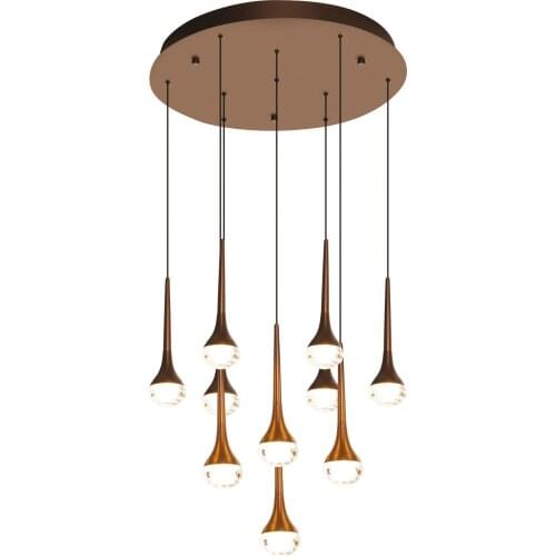 Led ceiling hanging lamp, decorative aluminum anodized finish Coffe matte, modern and elegant style. Height adjustable
