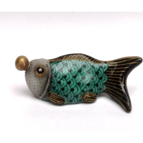 YIZHU CULTUER ART Unique Signature Old Collected China Porcelain Painting Lovely Fish Snuff Bottle Family Decoration Gift