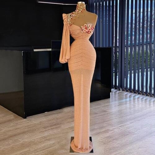 Abendkleider Long Mermaid Evening Dresses One Shoulder Muslim Evening Gowns Special Ocassion Dresses Wedding Party Dresses