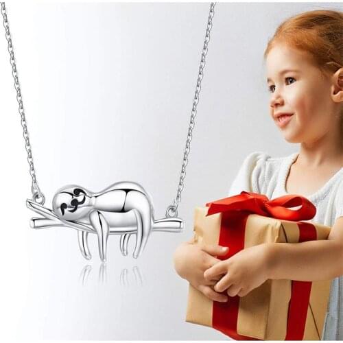 YSH New 100% 925 Sterling Silver Cute Animal Slider Sloth Pendants Necklaces 2020 Womens Fashion DIY Jewelry Gifts Free Shipping