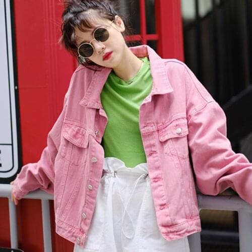 Womens denim jacket retro loose long sleeves coat 2021 new Spring autumn Korean fashionable Outwear Clothes
