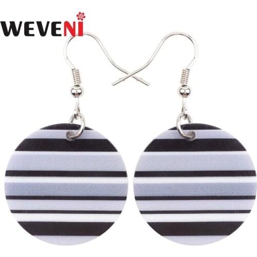 WEVENI Bohemian Drop Dangle Cute Round Rainbow Stripe Pattern Earrings For Women Bijoux Trendy Wholesale Statement Jewelry