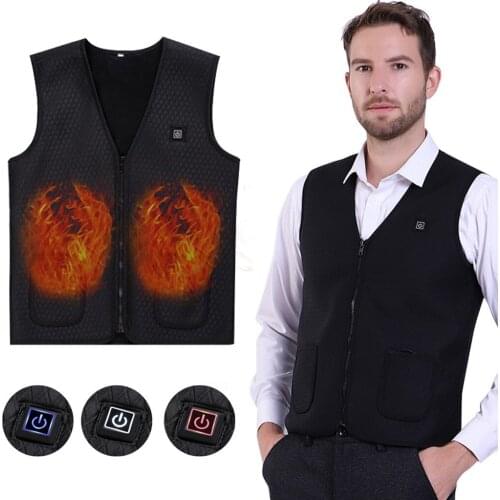 Electric Heated Vest Washable Size Adjustable USB Charging Heated Clothing Outdoor Hiking Heated Vest Heating Jacket Black