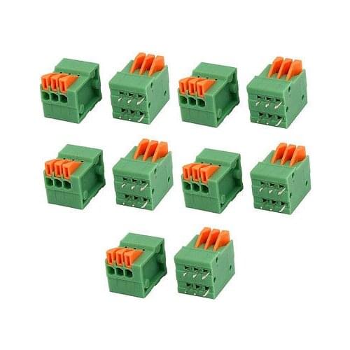10pcs KF141V 150V 2A 2.54mm Pitch 3P Spring Terminal Block for PCB Mounting