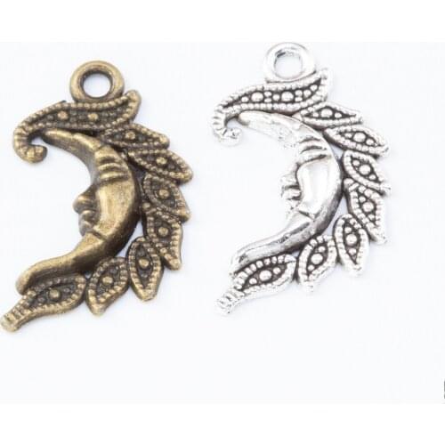 100pcs 27*15MM Tibetan vintage silver color handmade moon charms antique bronze moon pendants for bracelet earring diy jewelry