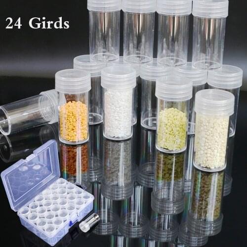 24 grid transparent plastic storage box diamond painting accessories tools nail art rhinestone beads storage box