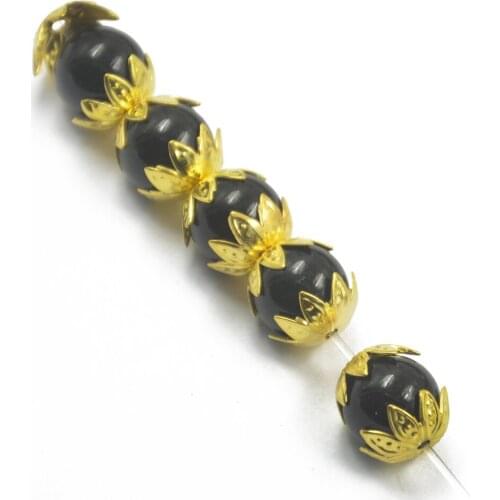 50Pcs 10mm gold color Plated Metal Flower Bead Caps for Jewelry Making