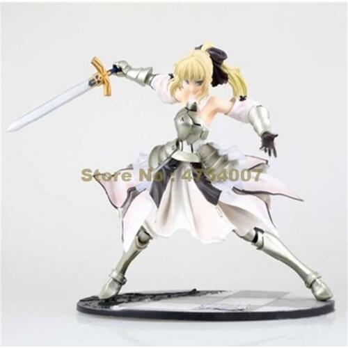 Anime fate stay night fighter white saber lily sword armor dream land pvc action figure collectible model 23cm Toy