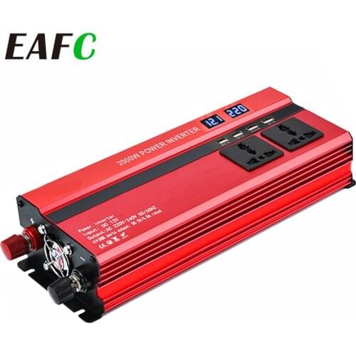 Car Inverter 12v 220v 2000W Voltage Transformer Car Converter 12 to 220 Inversor Auto Power Inverter Charger Adapter Display