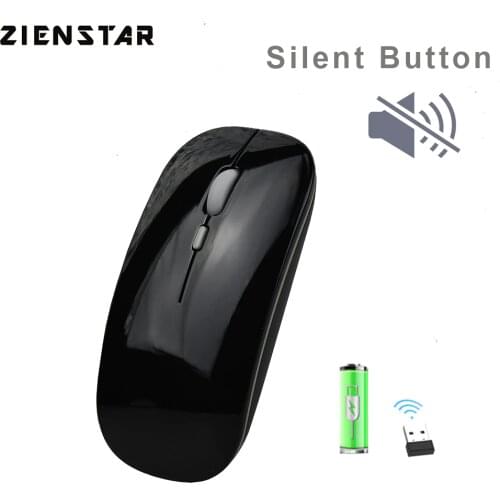 Zienstar Slim Silent 2.4G Wireless Mouse with USB Receiver for Macbook, Computer and Laptop ,1600DPI ,Rechargeable Battery