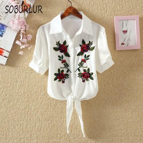 SOBURLUR Summer Basic Loose Womens Blouses Oversize White Shirts Crop Top Tunics Blousas Fashion Female Harajuku LGirls Lady
