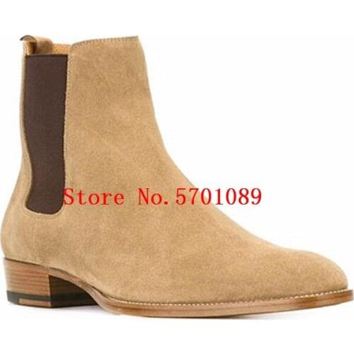 Chelsea Boots Men Martin Chelsea Boots European And American Handmade Genuine Leather Fashion Show Catwalk Mens Shoes