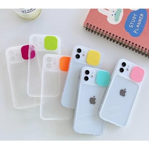 Phone Case For iPhone 11 12 Pro X XR XS Max 8 7 Plus SE 2 Fashion Camera Lens Protection Candy Color Clear Soft TPU Phone Case