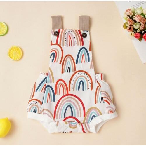 0-18M Newborn Infant Baby Boy Girl Romper Cute Rainbow Jumpsuit Overall Sleeveless Summer Baby Clothes Costumes