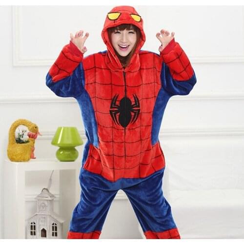 Animals Spider Costume Adult Men Onesies Kigurumi Flannel Women Anime Jumpsuit Disguise Onepiece Hooded Suit