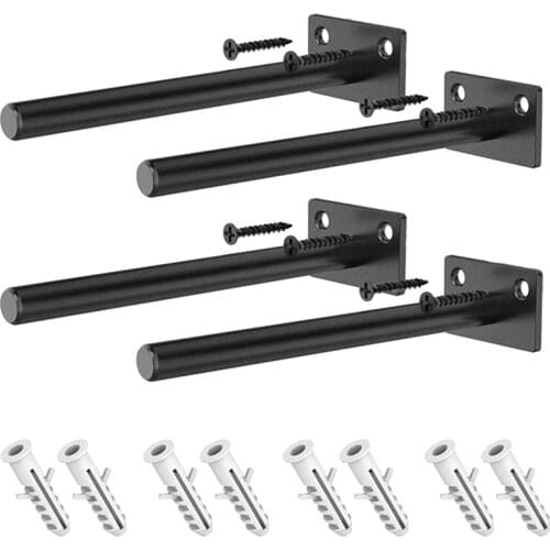 Hot XD-Floating Shelf Brackets, 6 Inch Heavy Duty Shelf Supports with ½ Inch Diameter - 4X Brackets, 8X Screws, 8X Anchors - Eas