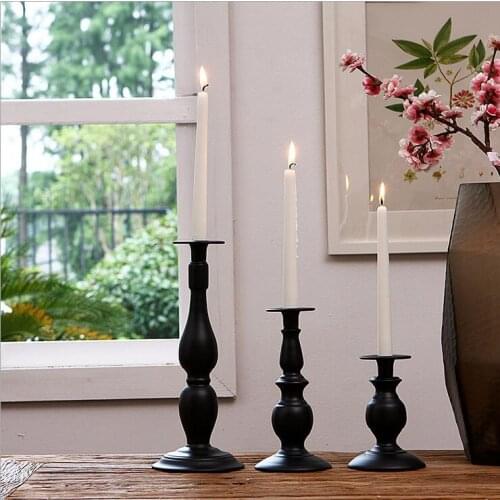 Quality Black Candle Holder Metal White Candlestick Lantern Iron Candle Stand Candelabra Centerpieces Wedding Decoration Mariage