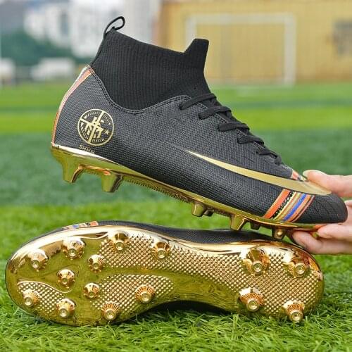 Athletics Football Spikes Shoes High Top Soccer Boots 2020 Black Gold Outdoor Soft Ground Sport Sneakers Men Kids Ankle trainers