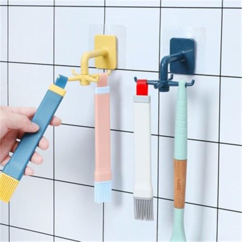 Kitchen Hook Manager Bathroom Hook Wall Plate Drying Rack Cover Bracket Kitchenware Accessories Multifunctional Rotary Hook
