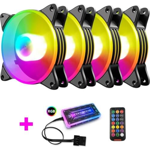 120mm Cooling Fan PC Computer Case RGB Fan with Controller Kit Quiet Computer Chassis Heatsink Radiator Speed Adjustable Cooler