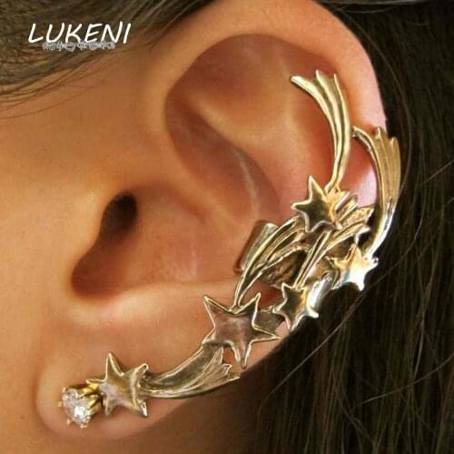 LUKENI 10Pcs/Lot Fashion Jewelry Earrings 2017 Punk Star Ear Cuff Clip Wedding Earrings For Women And Men CE009