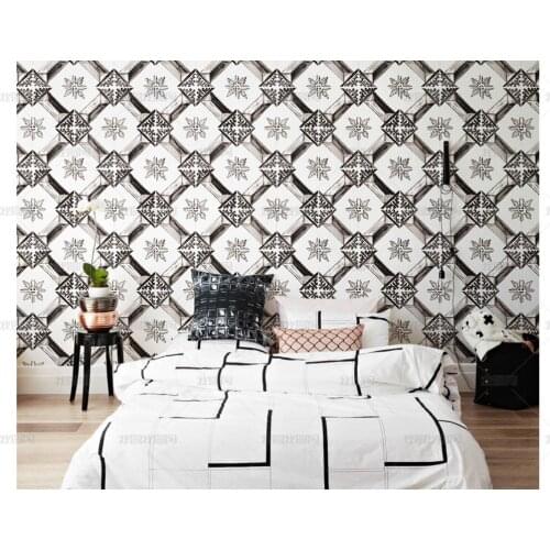 Bacal 3D European Style Abstract White and Black Flowers TV Backdrop Wall Mural Hotel Living Room Luxury Photo Wallpaper