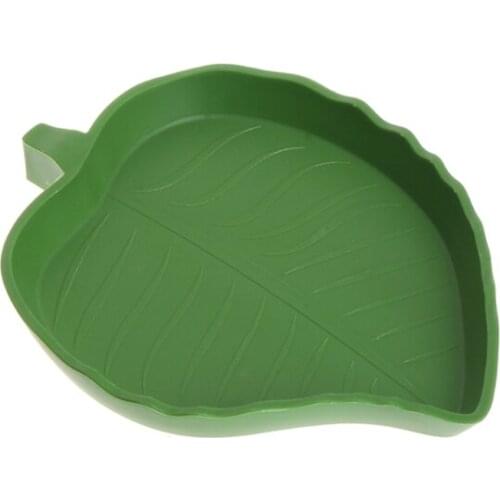New Reptile Water Food Dish Bowl Plastic Gecko Meal Worm Feeder Leaf Shape 2size K1MF