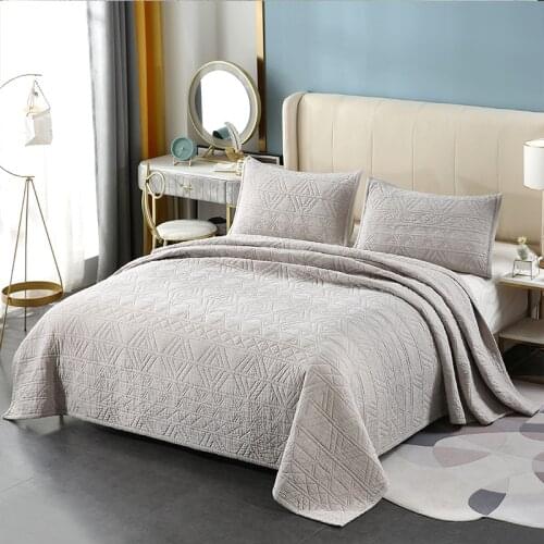 Blanket on Bed Cotton Bedspread Quilt Set 3pcs Summer Embroidered Bed Cover Pillowcase King Size Coverlet for Double Bed CHAUSUB