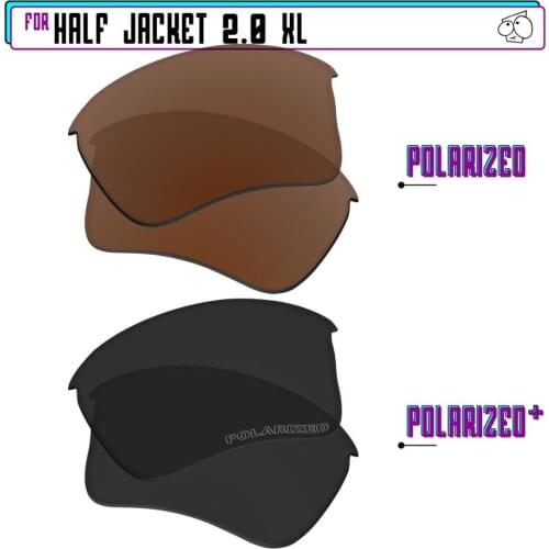 EZReplace Polarized Replacement Lenses for - Oakley Half Jacket 2.0 XL Sunglasses - Black P Plus-Brown P