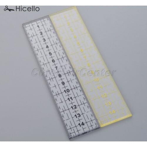 Sewing Patchwork Ruler Transparent Acrylic 15*3*0.3cm Black/Yellow Patch Foot Rectangle DIY Sewing Measure Accessory Hicello