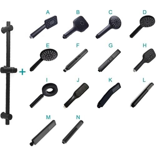 Matt Black Bathroom Shower Bar Column Sliding Set Movable Adjustable Wall Mounted with Bracket Holder Hand Shower Set